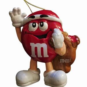 Mars M&M Candy Red Santa Hat Hanging Ornament Christmas Tree Holiday 4"